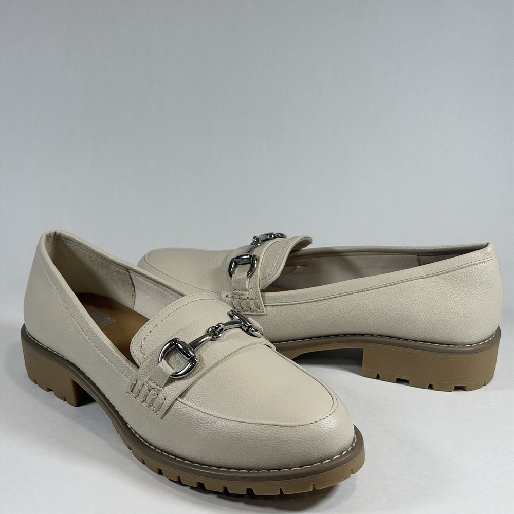 Dolce Vita Size-9.5 Women'sโ Loafers Beige Celeste Chain Lug Accent